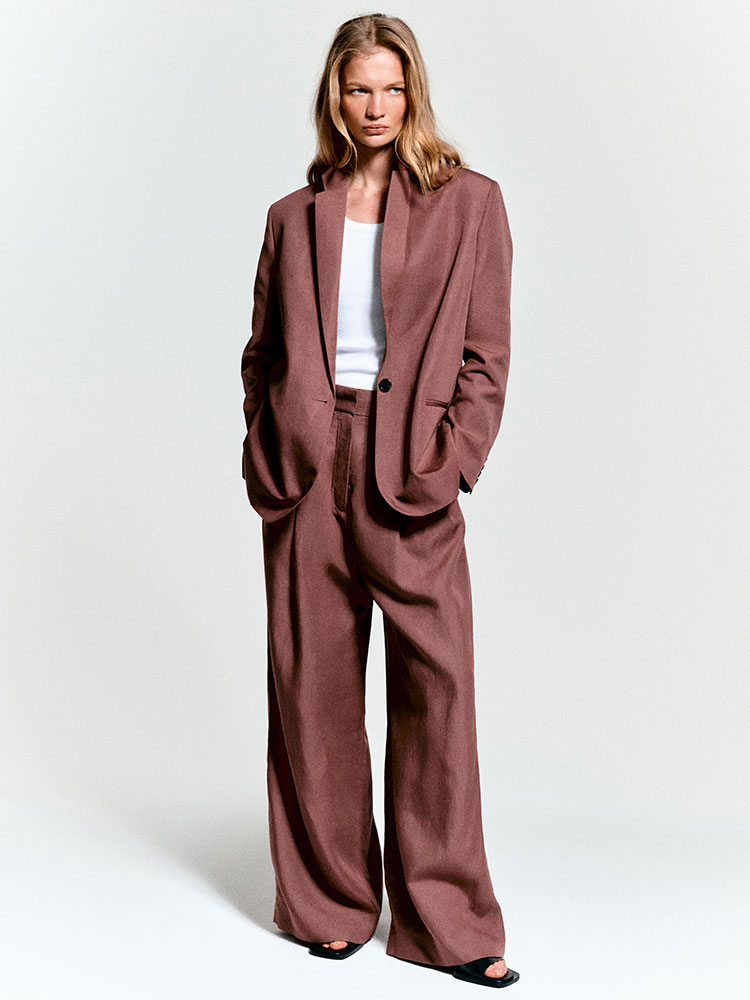 ハイウエスト ワイドレッグパンツ